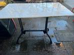 Marmertafel met metalen onderstel, Ophalen, Gebruikt, 100 tot 150 cm, 50 tot 100 cm