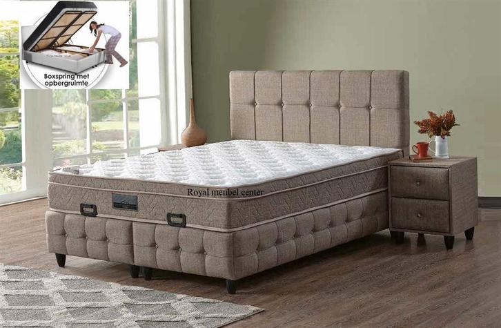 Boxspring Paleis opbergbed complete set-Zelf samenstellen, Huis en Inrichting, Slaapkamer | Boxsprings, Nieuw, Tweepersoons, Ophalen of Verzenden