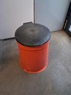 Vintage oranje prullenbak/ afvalbak, Ophalen of Verzenden, Gebruikt, Kunststof, Met deksel