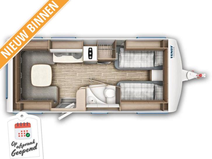 Fendt Saphir 515 SG Incl. Mover en Voortent, Caravans en Kamperen, Caravans, Bedrijf, tot en met 4, Rondzit, Fendt, 2 aparte bedden