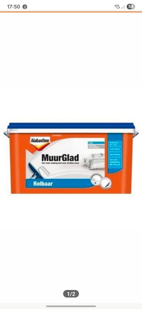 Alabastine MuurGlad 10 liter - NIEUW, Doe-het-zelf en Verbouw, Verf, Beits en Lak, Nieuw, Verf, 5 tot 10 liter, Wit, Ophalen of Verzenden