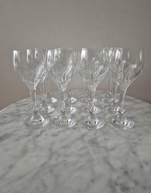 Set 12 wijnglazen kristal geslepen crystal cut, Antiek en Kunst, Antiek | Glas en Kristal, Ophalen