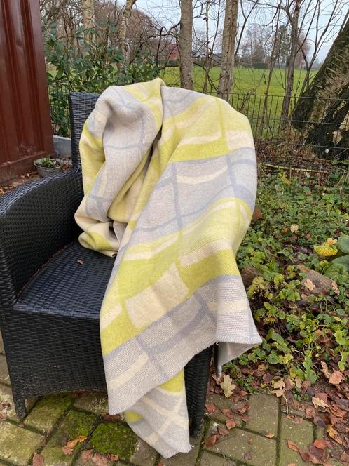 Prachtige groen / grijze vintage wollen deken, Huis en Inrichting, Woonaccessoires | Plaids en Woondekens, Zo goed als nieuw, Ophalen of Verzenden