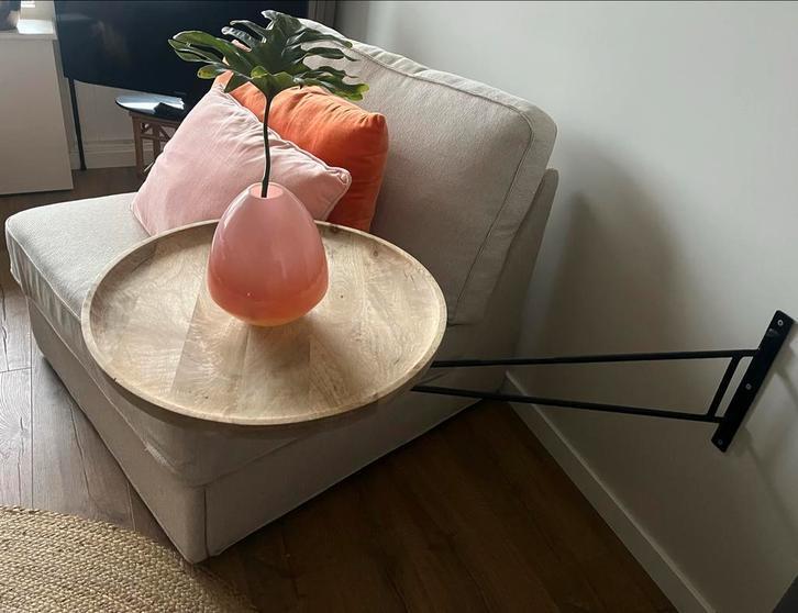 Bijzettafel (Hangend) van J-line, Huis en Inrichting, Tafels | Bijzettafels, Zo goed als nieuw, Rond, 45 tot 60 cm, Minder dan 55 cm