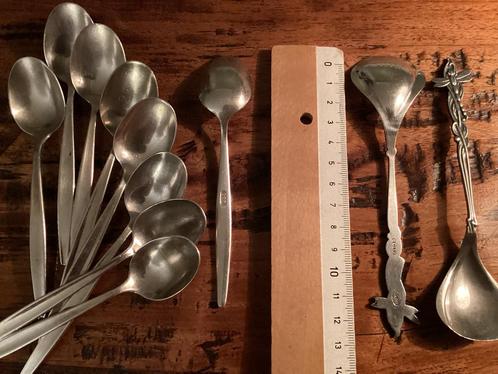 VERZILVERDE theelepels, suikerpot, suikerschep, bekers, Antiek en Kunst, Antiek | Goud en Zilver, Zilver, Ophalen of Verzenden
