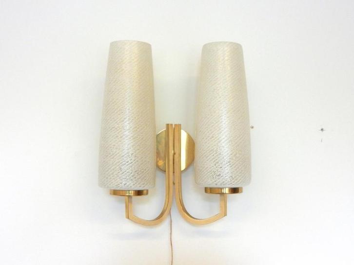 retro vintage Wandlamp lamp messing jaren 60 glas goud, Huis en Inrichting, Lampen | Wandlampen, Gebruikt, Glas, Metaal, Ophalen of Verzenden