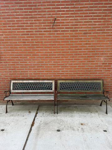 2 leuke tuinbanken 120 breed gietijzer met hout  beschikbaar voor biedingen
