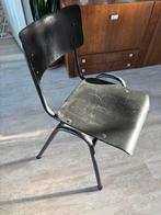 Vintage Schoolstoel Zwart Hout/Metaal, Gebruikt, Zwart, Ophalen of Verzenden, Eén