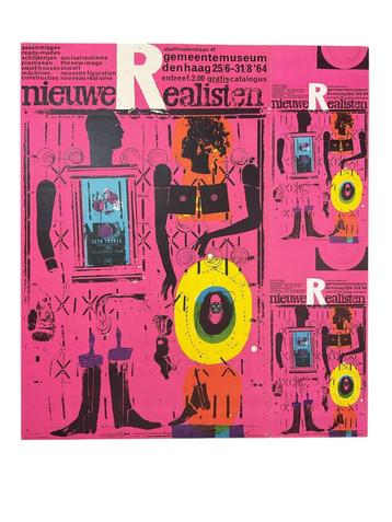 Vintage poster Haags Gemeentemuseum Nieuwe Realisten 1964 beschikbaar voor biedingen