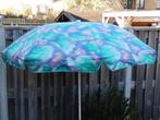Vintage parasol met gekleurde figuren in blauw, groen, roze,, Ophalen of Verzenden, Overige typen