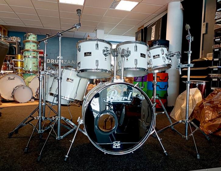 Pearl Export 6-delig drumstel inclusief hardware, kleur wit., Muziek en Instrumenten, Drumstellen en Slagwerk, Gebruikt, Pearl