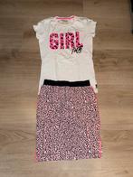Setje roze/panter shirtje+rokje maat 152-158, Kinderen en Baby's, Kinderkleding | Maat 152, Ophalen of Verzenden, Zo goed als nieuw