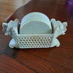 17.  Speksteen Onderzetters Set met Houder, Ophalen of Verzenden, Gebruikt, Glas of Kopje