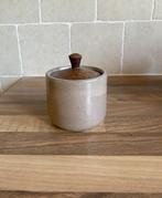 vintage keramiek potje, voorraad potje, met houten deksel, Ophalen of Verzenden