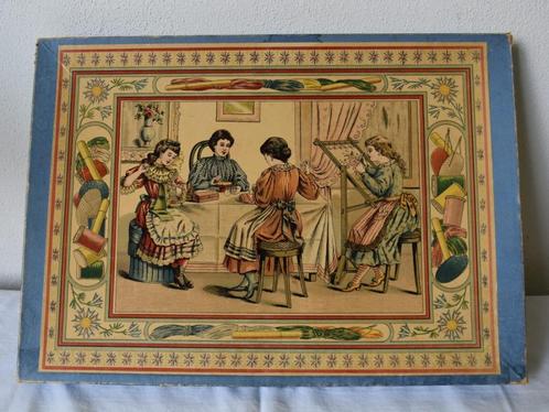 oude/antieke borduur doos met inhoud oa borduurkaarten, Hobby en Vrije tijd, Borduren en Borduurmachines, Gebruikt, Borduurgaren of Zijde
