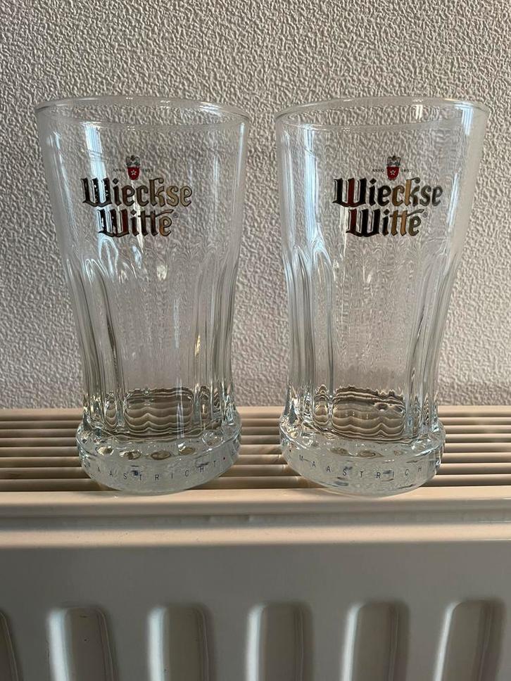 Wieckse Witte bierglazen 2 stuks, Verzamelen, Biermerken, Zo goed als nieuw, Glas of Glazen, Overige merken, Ophalen of Verzenden