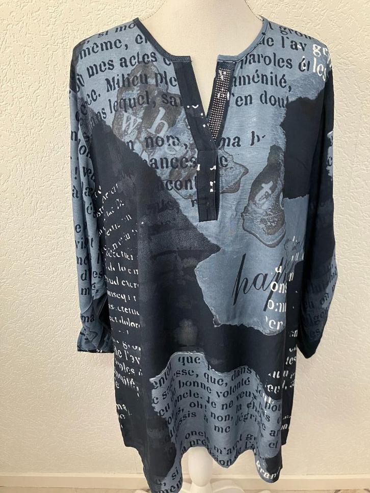 doris streich maat 50 oksel tot oksel 66 cm-100% viscose, Kleding | Dames, Grote Maten, Zo goed als nieuw, Jurk, Blauw, Ophalen of Verzenden