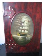 prachtige kist uit hout beschilderd met zeilschip 38/28/9 cm, Ophalen of Verzenden
