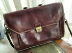 Italiaanse leren aktetas met 5 vakken, Overige merken, Gebruikt, Bruin, Ophalen of Verzenden