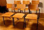 6 industriële stoelen buizenframe schakelbaar en stapelbaar, Huis en Inrichting, Stoelen, Gebruikt, Ophalen of Verzenden, Industrieel vintage retro