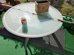 Ronde, glazen (plexiglas)  tuintafel, Tuin en Terras, Tuintafels, Ophalen, Zo goed als nieuw, Rond, Aluminium
