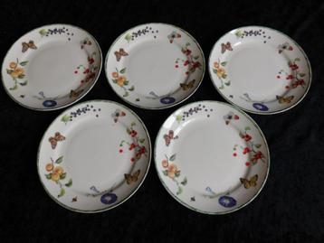 5 Janneke Brinkman Fruit & Flowers gebaksbordjes, dsn 17,5 c beschikbaar voor biedingen