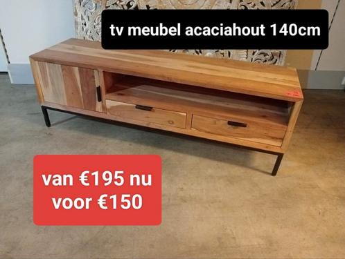Nieuw tv meubel acaciahout 140cm van €195 nu voor €150, Huis en Inrichting, Woonaccessoires | Overige, Nieuw, Ophalen of Verzenden