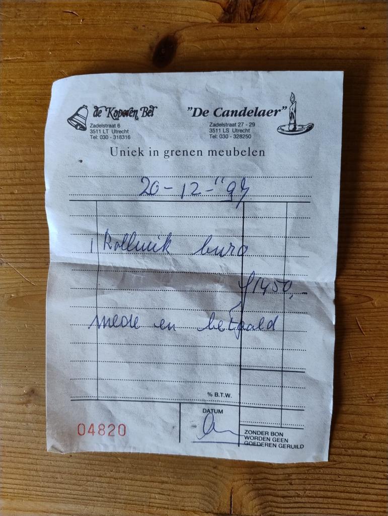 Grenen rolluik bureau, Ophalen of Verzenden, Gebruikt