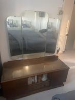 KOOPJEw 25.- Antieke kaptafel toilettafel drieluik spiegel, Ophalen of Verzenden, Rechthoekig, Minder dan 50 cm