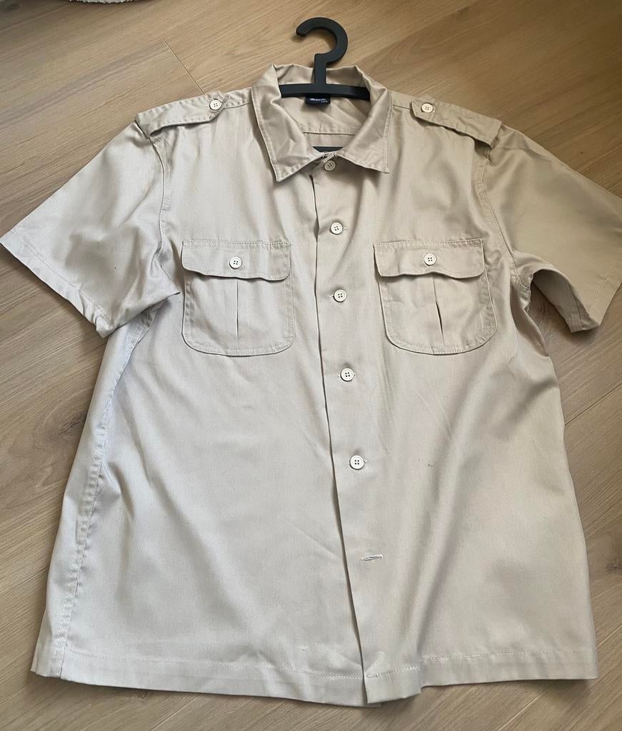 Als nieuw blouse beige maat L met borstzakken, Ophalen of Verzenden, Zo goed als nieuw, Beige, Halswijdte 41/42 (L)