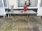 Marmeren tuintafel met ijzeren onderstel, Ophalen, Gebruikt, Rechthoekig, Metaal
