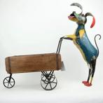 Hond van oud blik met wagen van oude steenmal - NU ACTIE DHL, Antiek en Kunst, Ophalen of Verzenden