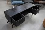 Leuk zwart tv-meubel kast dressoir Tom metaal & mangohout, 100 tot 150 cm, Nieuw, Minder dan 100 cm, 25 tot 50 cm