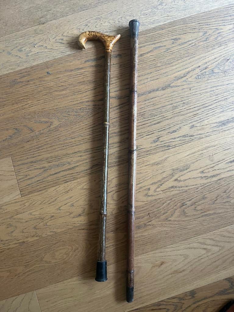 Twee vintage bamboe wandelstokken, Ophalen of Verzenden, Zo goed als nieuw
