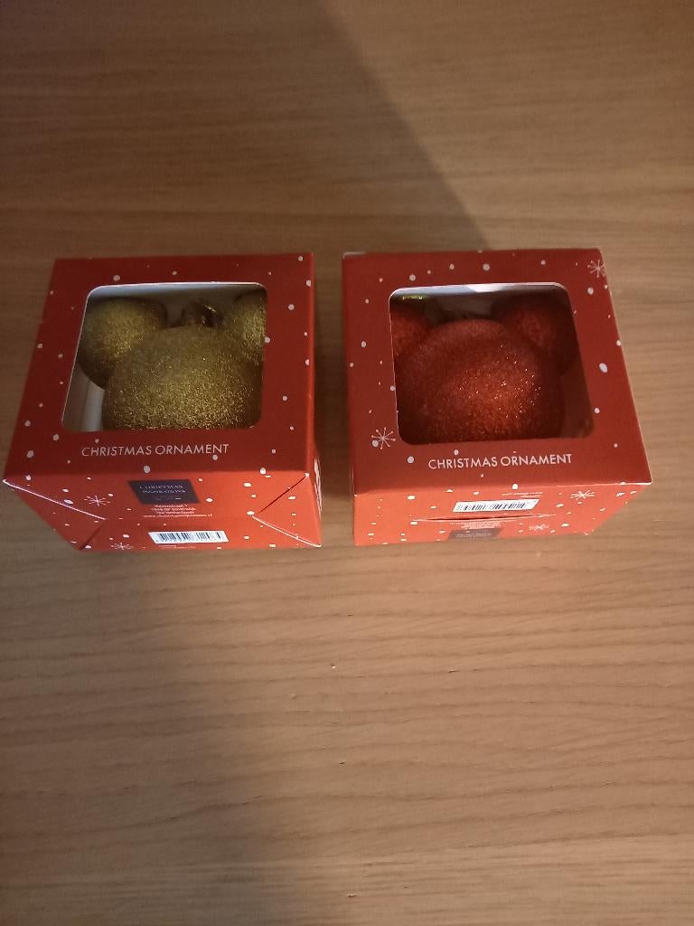 kerstballen mickey disney home goud en rood, Diversen, Kerst, Ophalen of Verzenden, Nieuw