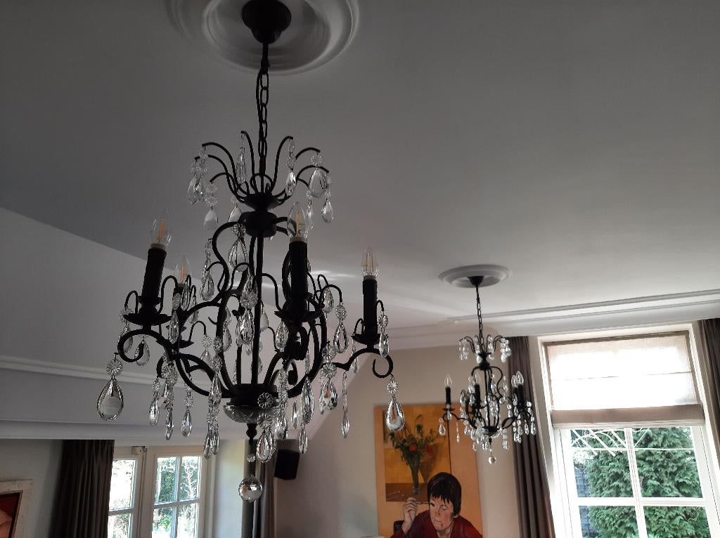 kroonluchters 2 stuks, Ophalen, Zo goed als nieuw, Glas, Landelijk / klassiek