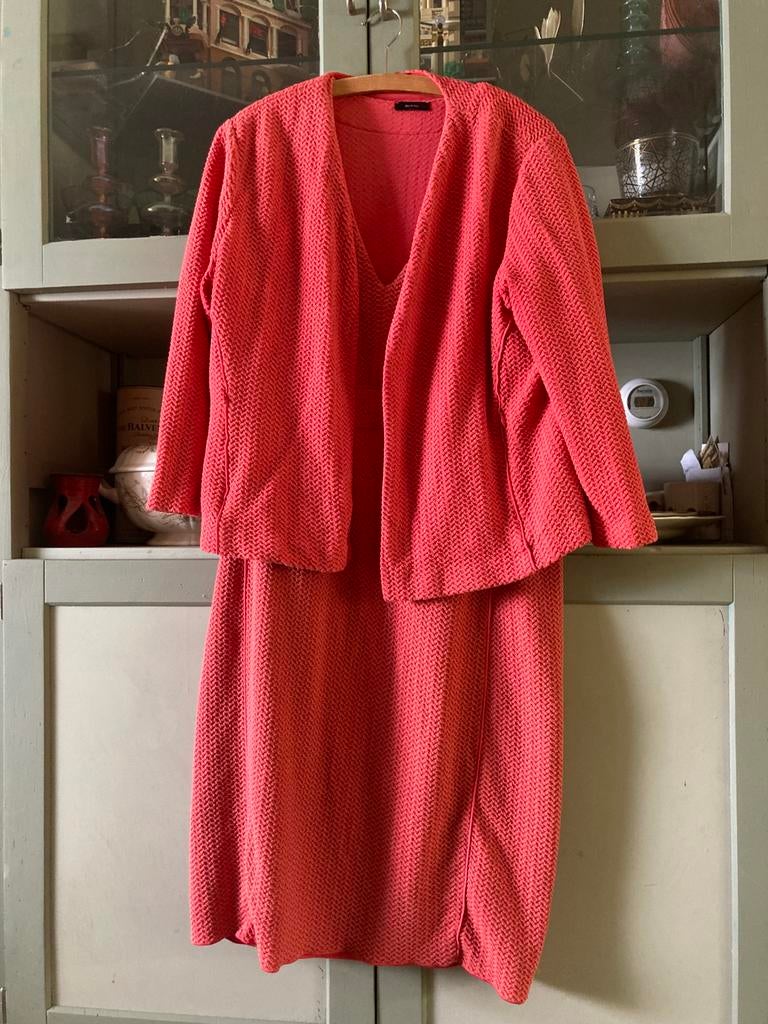Riani mouwloze jurk met jasje maat D 44, Maat 42/44 (L), Oranje, Ophalen of Verzenden, Knielengte