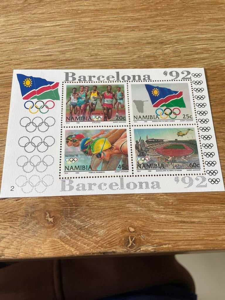 Namibië postzegelvel Barcelona '92 Olympische Spelen, Ophalen of Verzenden, Postfris, Sport