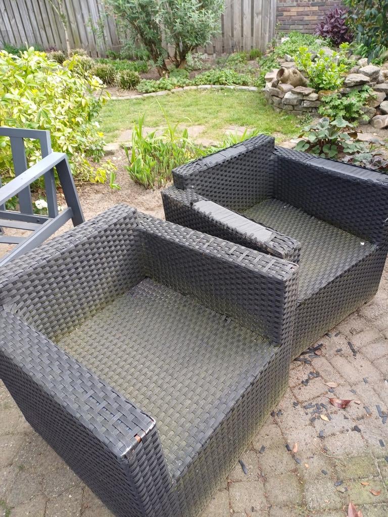 Gratis stoelen, oud ijzer, Tuin en Terras, Tuinsets en Loungesets, Ophalen, Gebruikt, Overige materialen, 2 zitplaatsen