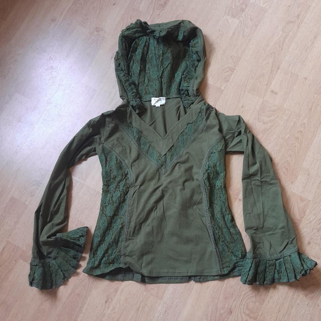 elven hoodie mosgroen kant the two sisters, Maat 42/44 (L), The two sisters, Nieuw, Ophalen of Verzenden