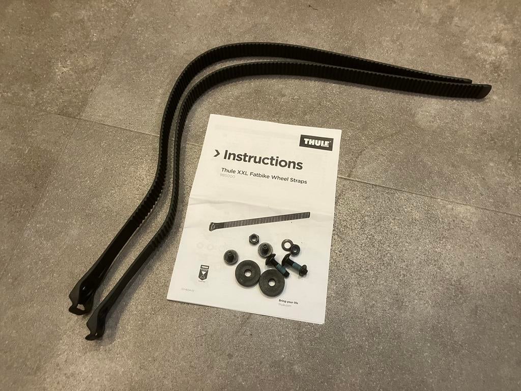 Thule XXL wheel straps 985000, Auto diversen, Fietsendragers, Ophalen of Verzenden, Zo goed als nieuw, Trekhaakdrager, Brede banden