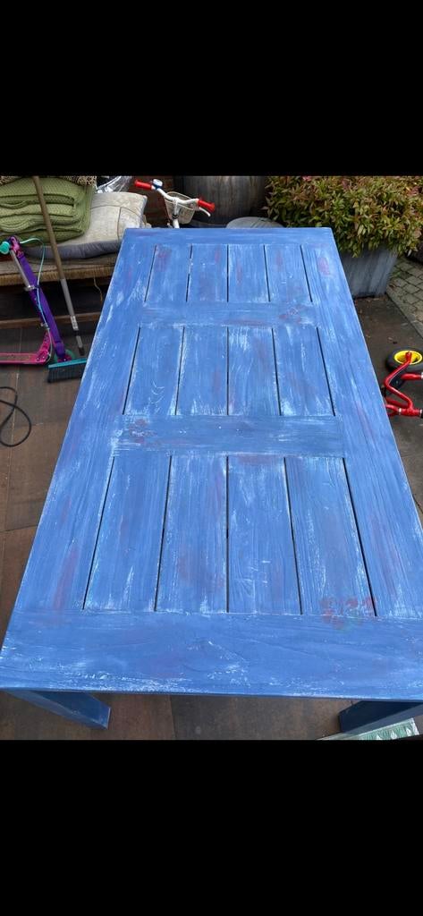 Tuin tafel, Annie Sloan chalk paint tuintafel teak hout, Ophalen, Gebruikt, Rechthoekig, Teakhout