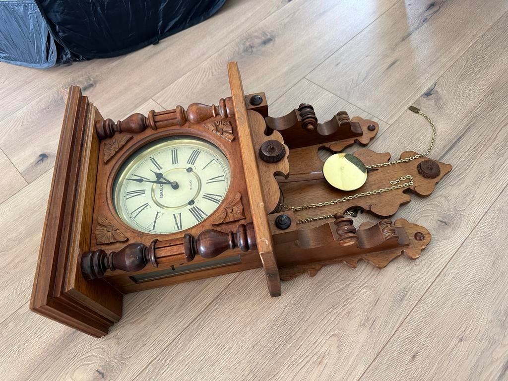 Antieke wandklok - defect, voor de handige Harry, Antiek en Kunst, Ophalen