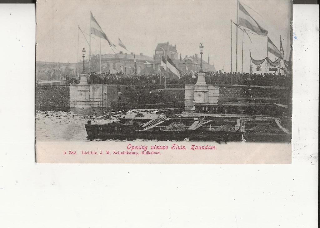 Zaandam Opening Nieuwe Sluis Lichtdruk Schalekamp, Ophalen of Verzenden, Voor 1920, Ongelopen, Noord-Holland