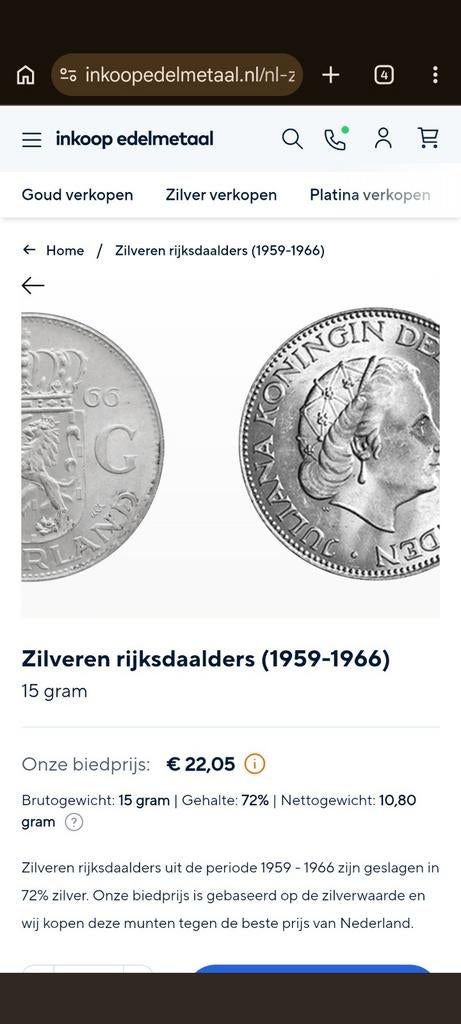 Zilveren rijksdaalders Juliana 1959-1966, Ophalen of Verzenden, Koningin Juliana, 2½ gulden, Zilver