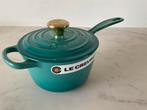 Le creuset 16 cm steelpan/sauspan, 1,5lt, Bleu Riviera, Gietijzer, Nieuw, Ophalen of Verzenden, Keramische plaat