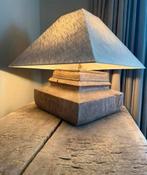 Hoffz zware houten tafellamp, Hoffz vierkante linnen kap, Ophalen, Nieuw, Landelijke stijl, Minder dan 50 cm