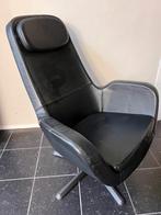 Zwart lederen draaifauteuil Ikea Arvika, Huis en Inrichting, Fauteuils, Ophalen, Gebruikt, 75 tot 100 cm, Leer