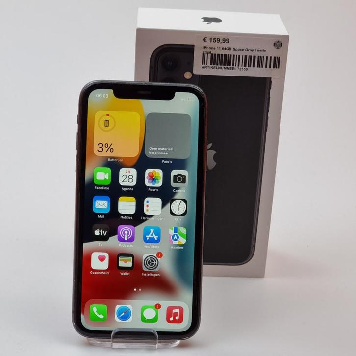 iPhone 11 64GB Space Gray | Prima staat, Telecommunicatie, Mobiele telefoons | Apple iPhone, Gebruikt