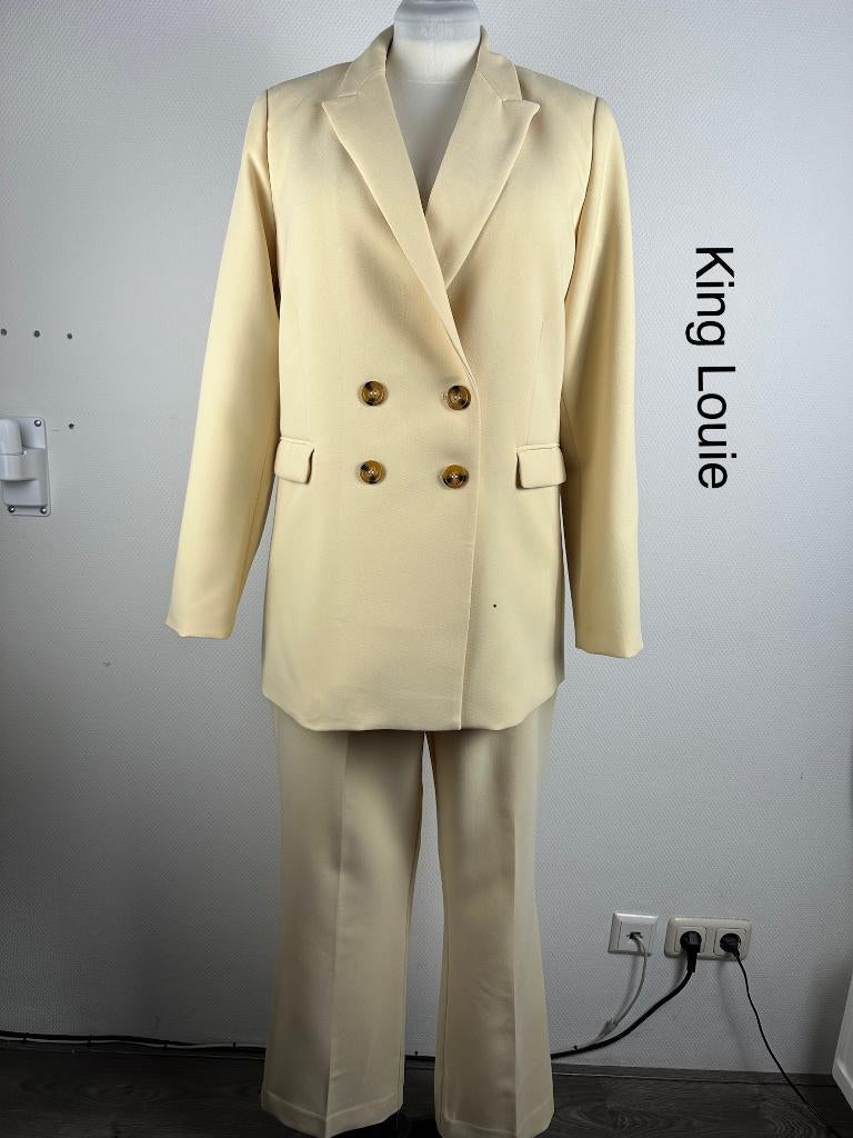 King Louie Broekpak  (mt: 42) 33,5/9881, Kleding | Dames, Jasjes, Kostuums en Pakken, Blauw, Maat 42/44 (L), Ophalen of Verzenden
